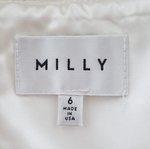 SOLD ‼️ $750.00 NWT Milly Women's Dress Illusion Filament Pleat White 6 S - Picture 10 of 11